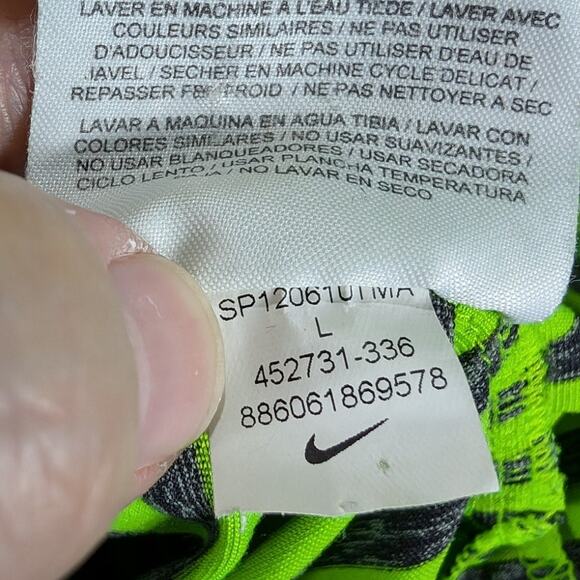 Nike Golf Shirt Mens Large Polo Green Gray Stripes Preppy Swoosh Office School - Picture 8 of 9